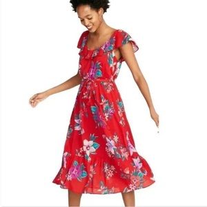 Old Navy Floral Midi Dress, Hawaiian flower print, Large, Maternity Friendly!